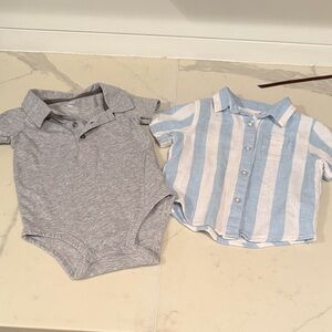 Gray and Blue Striped Kids Shirts Set